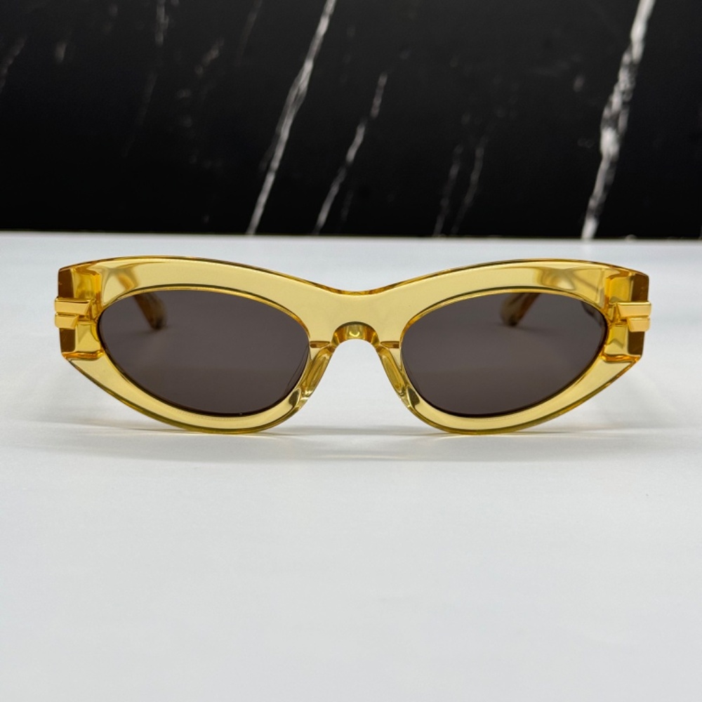 NEW BV1189S 004 BOTTEGA VENETA YELLOW GREY OVAL WOMEN SUNGLASSES - Picture 5 of 8
